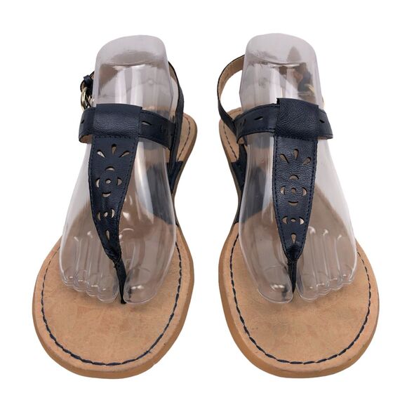 BOC Born Concept T-Strap Thong Ankle Strap Flat Sandals Shoes Size 10 Navy Blue - Picture 2 of 9